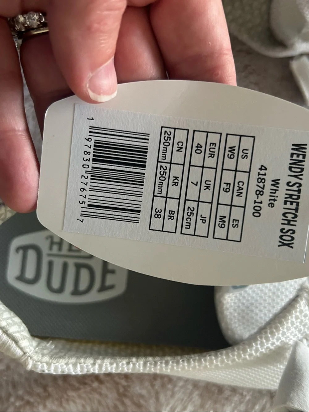 Hey Dude ladies White Slip-On Knit Sneakers. New with tags. W9